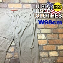 BP2-384★W98センチ位★訳あり 格安★ USA古着★【RECESS DENIM】コットン ジョガーパンツ【38 メンズ XL】ベージュ ワーク アウトドア_画像2