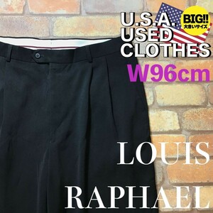 BP2-526★W96センチ位★USA直輸入・良品★BIGサイズ★【LOUIS RAPHAEL ルイスラファエル】2タック スラックス【W38 メンズ XL】黒 USA古着