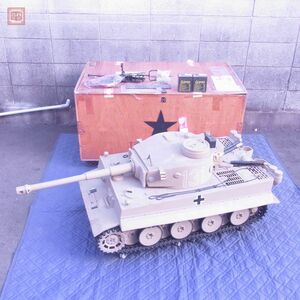 メーカー不明 タイガー戦車 1/6 全長約138cm メカ搭載 RC ラジコン VI号戦車 動作未確認 現状品 木箱付き【KA