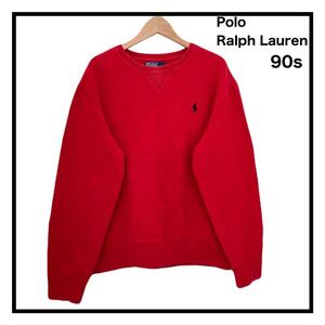90s Polo Ralph Lauren тренировочный красный Vintage длинный рукав хлопок 