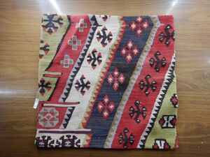 オールドキリムold kilim cushion cover クッションカバーXno.16 ウールwool 大 50X50Cm位 手織紡ぎ　handmade ハンドメイド