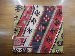 Art hand Auction オールドキリムold kilim cushion cover クッションカバーXno.16 ウールwool 大 50X50Cm位 手織紡ぎ handmade ハンドメイド, クッション, 一般, 正方形