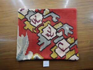 Art hand Auction オールドキリムold kilim cushion cover クッションカバーXno.48 ウールwool 大体34X40Cm位 手織紡ぎ handmade ハンドメイド, クッション, 一般, 正方形