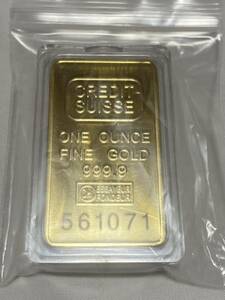 インゴット　/スイス-CREDITSUISSE　/ 記念金貨コイン・金貨バー長方形 GOLD 31gシリアルナンバー入り24kgp Gold Plated 専用ケース付き