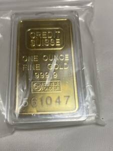 インゴット　/スイス・CREDITSUISSE　/記念金貨コイン・金貨バー長方形 GOLD 31gシリアルナンバー入り24kgp Gold Plated 専用ケース付き