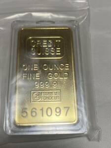 インゴット　/スイスCREDITSUISSE　/ 記念金貨コイン・金貨バー長方形 GOLD 31gシリアルナンバー入り24kgp Gold Plated 専用ケース付き