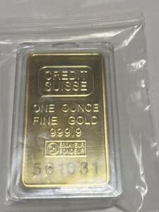 インゴット　/ スイスCREDITSUISSE　/ 記念金貨コイン・金貨バー長方形 GOLD 31gシリアルナンバー入り24kgp Gold Plated 専用ケース付き