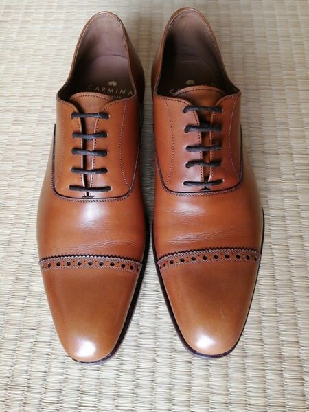 【ほぼ未使用】カルミナ セミブローグ　6ハーフ　　ライトブラウン 革靴
