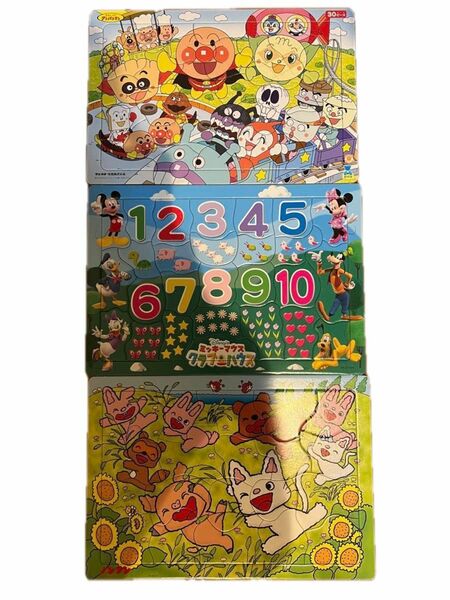 ジグソーパズル 3点　アンパンマン　ディズニー　ノンタン　30ピース　27ピース　20ピース　子どものレベルに合わせてアップ