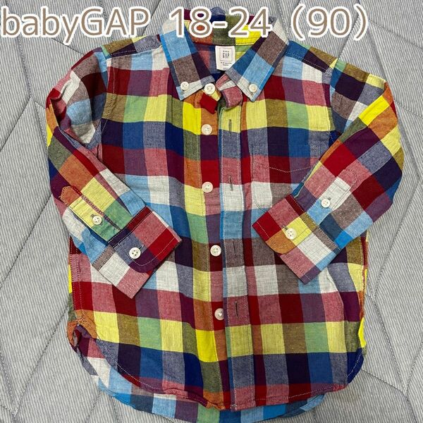 babyGAP 長袖 シャツ チェック トップス 18-24 90 ネルシャツ