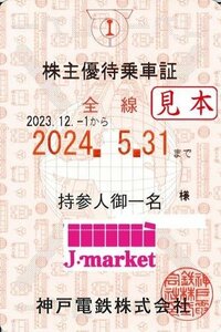 即決あり★神戸鉄道　神戸　神鉄　電車全線　株主優待乗車証　定期型　2024/5/31まで★