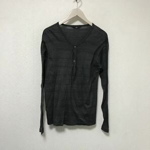 本物ニジュウサンクオム23区HOMMEコットンヘンリーネック長袖TシャツロンTメンズサーフアメカジミリタリーゴルフビジネススーツL黒グレー48