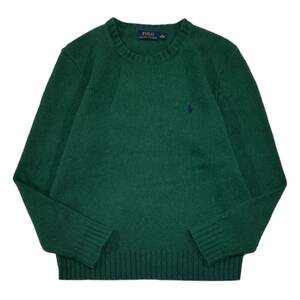 【良好　クリーニング済】　RALPH LAUREN　ポロ ラルフローレン　ニット　セーター　羊毛90％　アンゴラ10％　M 175/96A　グリーン　深緑