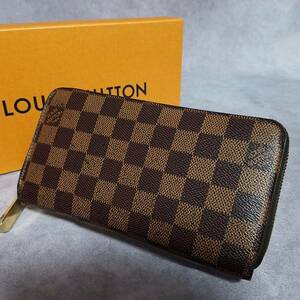 【良好　クリーニング済】　LOUIS VUITTON　ルイヴィトン　本革　レザー　ダミエ　ジッピーウォレット　ラウンドファスナー長財布　N60015