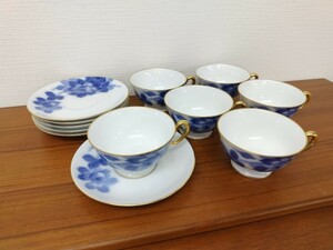 ☆美品☆ 大倉陶園 ブルーローズ カップ＆ソーサー 金彩 陶器