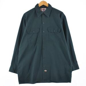 古着 ディッキーズ Dickies 長袖 ワークシャツ メンズL /eaa287947 【LP2401】