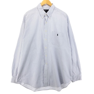 古着 ラルフローレン Ralph Lauren POLO by Ralph Lauren The big shirt 長袖 ボタンダウンストライプシャツ メンズXXL /eaa409467