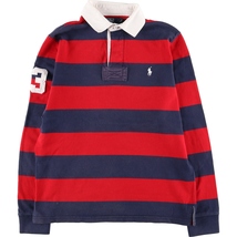 古着 ラルフローレン Ralph Lauren POLO by Ralph Lauren CUSTOM FIT ナンバリング ボーダー柄 長袖 ラガーシャツ メンズM /eaa414878_画像1