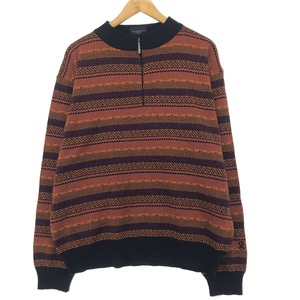  б/у одежда DEMETRE общий рисунок шерсть вязаный половина Zip свитер мужской XL /eaa415901