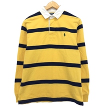 古着 ラルフローレン Ralph Lauren POLO by Ralph Lauren ボーダー柄 長袖 ラガーシャツ メンズM /eaa414974_画像1