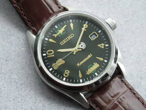 1円スタート 【レア・美品】 SEIKO セイコー SZSB024 4R35-04P0 KAWASAKI LSA 川崎重工 グリーン 手巻き 機械 時計