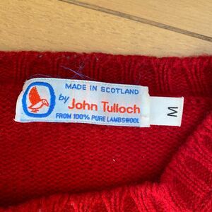 John Tulloch スコットランド製　セーター　赤　Mウール 英国