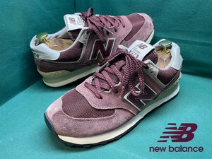  name machine ..!.12100 jpy! reissue color / bar gun ti-! New balance [ML574-Classic/ENCAP] high class sneakers! wine × gray 25cm/US7/D