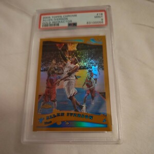 PSA9完璧 超激レア 05-06 Topps Chrome Allen Iverson AI アイバーソン SSP Gold Refractor #18 76ers NBA レジェンド HOF かっこいい