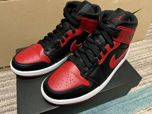 【中古・美品】NIKE AIR JORDAN 1 MID BRED 27cm US9