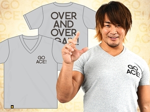 新日本プロレス IWGPチャンピオン 棚橋弘至【OVER AND OVER AGAIN!】 VネックTシャツ 新品未開封 XLサイズ 完売品！