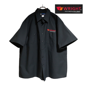 UniWeave 半袖ワークシャツ size 3XL オーバーサイズ ブラック ゆうパケットポスト可 胸 ロゴ 刺繍 WRIGHT 古着 洗濯 プレス済 ｂ71