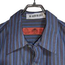 RED KAP 長袖ワークシャツ XL オーバーサイズ ブルー ストライプ ゆうパケットポスト可 胸 ワッペン Arkansas 古着 洗濯 プレス済 b35_画像2