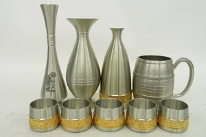 U111-J22-866 PEWTER ピューター 錫製 食器 花器 まとめ セット 現状品⑧