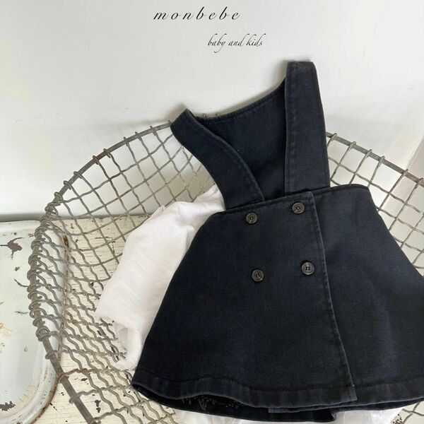 monbebe black jeans overall skirt ワンピース