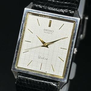 ★85745　セイコー　SEIKO　Dolce　ドルチェ　9521-5050　クオーツ　スクエア　シルバー×ゴールド　メンズ腕時計　電池交換済　1円～★