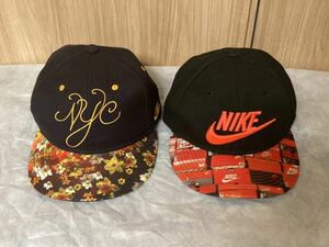 2点セット ATMOS 購入 NIKE CAP WE LOVE NIKE & NYC FLOWER キャップ 箱柄 花柄