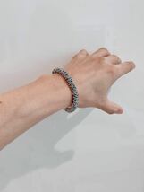 送料無料 人気商品 男女兼用 ブレスレット シルバーカラー ホワイト 17.0cm ユニセックス Tiiibracelet 検索：北川景子 GACKT_画像3