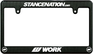 【新品・即決】カーボン調 ナンバーフレーム STANCENATION WORK ワーク 汎用 USDM HELLAFLUSH ヘラフラ