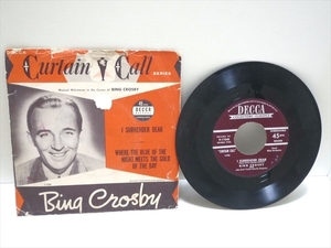 ビンテージ 洋楽 Curtain Call Bing Crosby ビング・クロスビー EP レコード 7インチ USA製 DECCA RECORDS ディスプレイ 音楽 飾り 観賞に