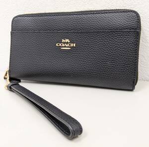 【464】美品 COACH コーチ ブラック レザー 長財布 C2030-F76517 コインケーズ付 カードケーズ付 レディース メンズ ブランド財布 財布