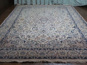 最高級 大判 イラン ナイン産 Ghali ガーリィ 手織り シルク＆ウール メダリオン ペルシャ 絨毯 321㎝ x 201㎝ 敷物 カーペット 美術品