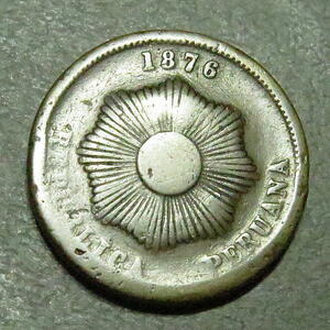 ペルー 1876年 明治9年 2センタボ硬貨 g4025