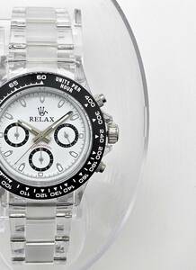 【1,000名突破記念】リラックス 王冠ロゴ 腕時計 クロノ 爆発的な人気のあるモデルの一つ御時計 白文字盤 世田谷ベース 所ジョージ D7