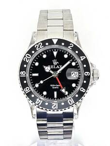 【1円UP】リラックス 王冠ロゴ GMT11-S カスタム腕時計 GMT 黒/黒 24H回転ベゼル 世田谷ベース 所ジョージ 新品