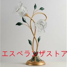 テーブル ランプ 花 LED フラワー 薔薇 ガラス 照明 ライト 卓上 スタンド サイド 間接 インテリア 装飾 寝室 ベッド リビング オブジェ_画像2