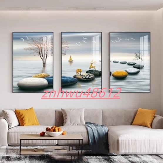 [Esperanza Store] A decorative painting for the reception room, a triptych, a wall hanging for the sofa background, a wall painting for the restaurant, a modern, simple and luxurious mural, Painting, Oil painting, Nature, Landscape painting