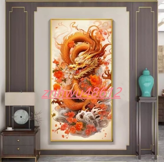 [Esperanza Store] Red dragon sends good fortune ★ Living room decorative painting, entrance decorative painting, modern sofa background decorative painting 40*80cm, Artwork, Painting, others