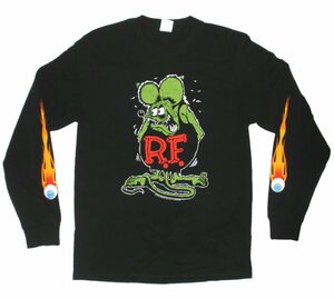 ★ラット フィンク 長袖 Tシャツ RAT FINK Flames - Eye Ball US正規品 M ロンT