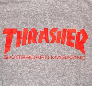 ★スラッシャー Tシャツ THRASHER ロゴ Gry - L 正規品 punk hc sk8