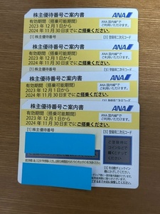 【送料無料】ANA全日空株主優待券 有効期限:2024年11月30日迄 4枚セット①